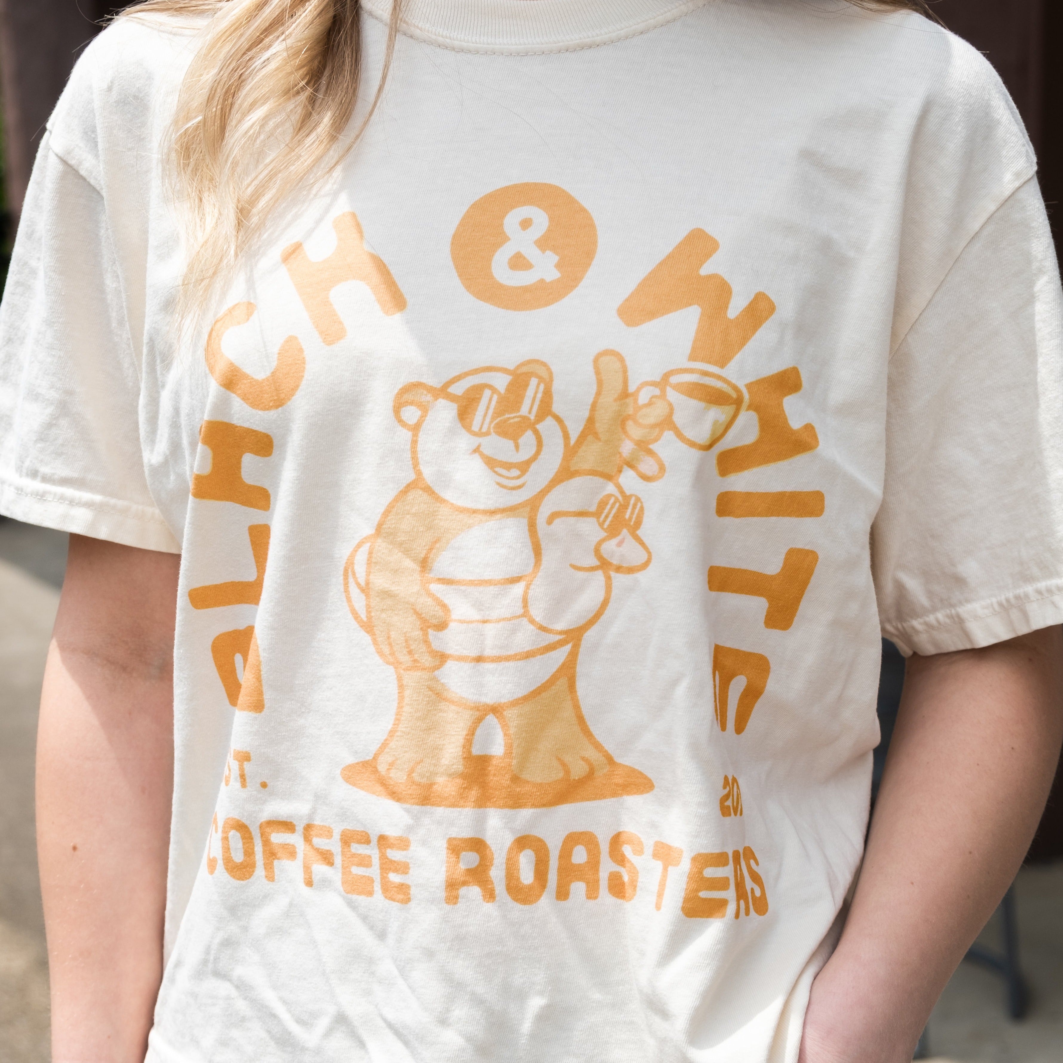 Orange Creamsicle Panda Crop Shirt featuring a panda illustration, heavyweight cotton, relaxed cropped fit, and durable construction for outdoor and casual activities.