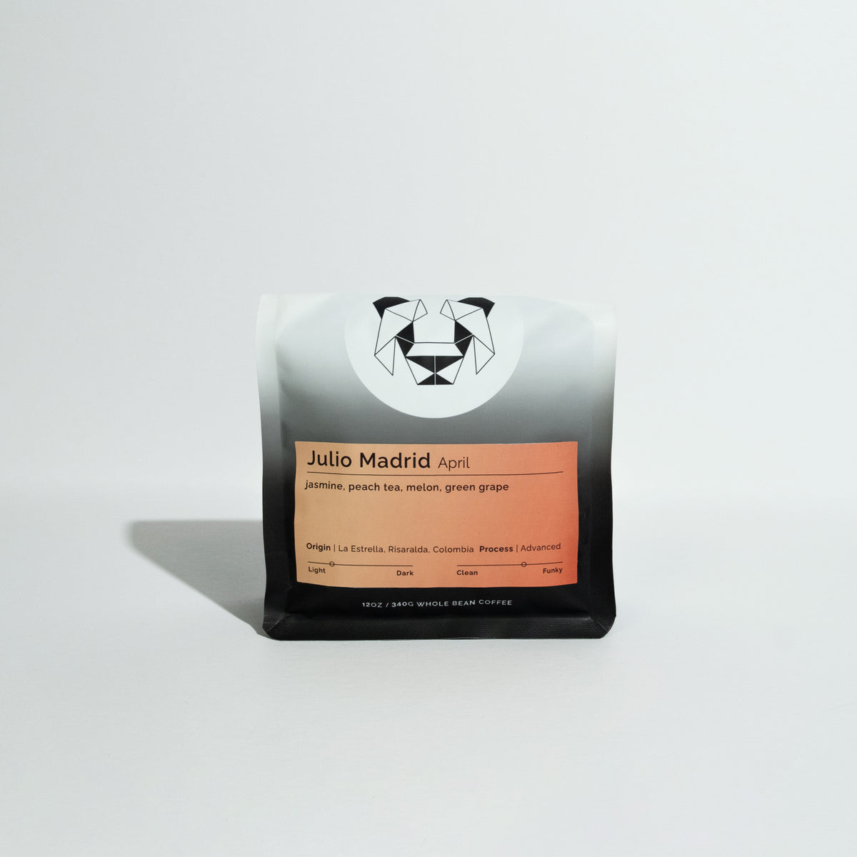Bag of Julio Madrid - April coffee in front of a white background