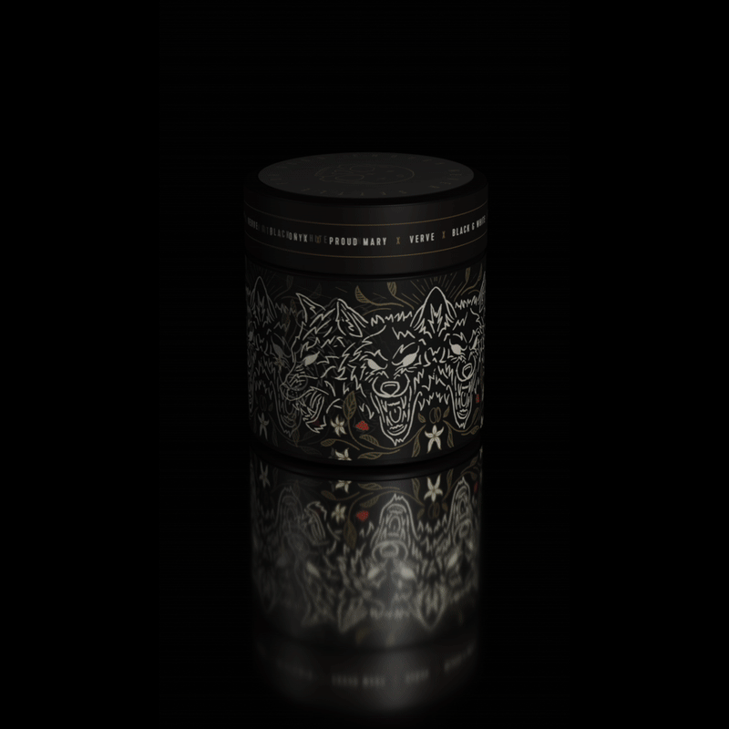 Rotating Tins of all four coffee roasters with different graphics and images on them.