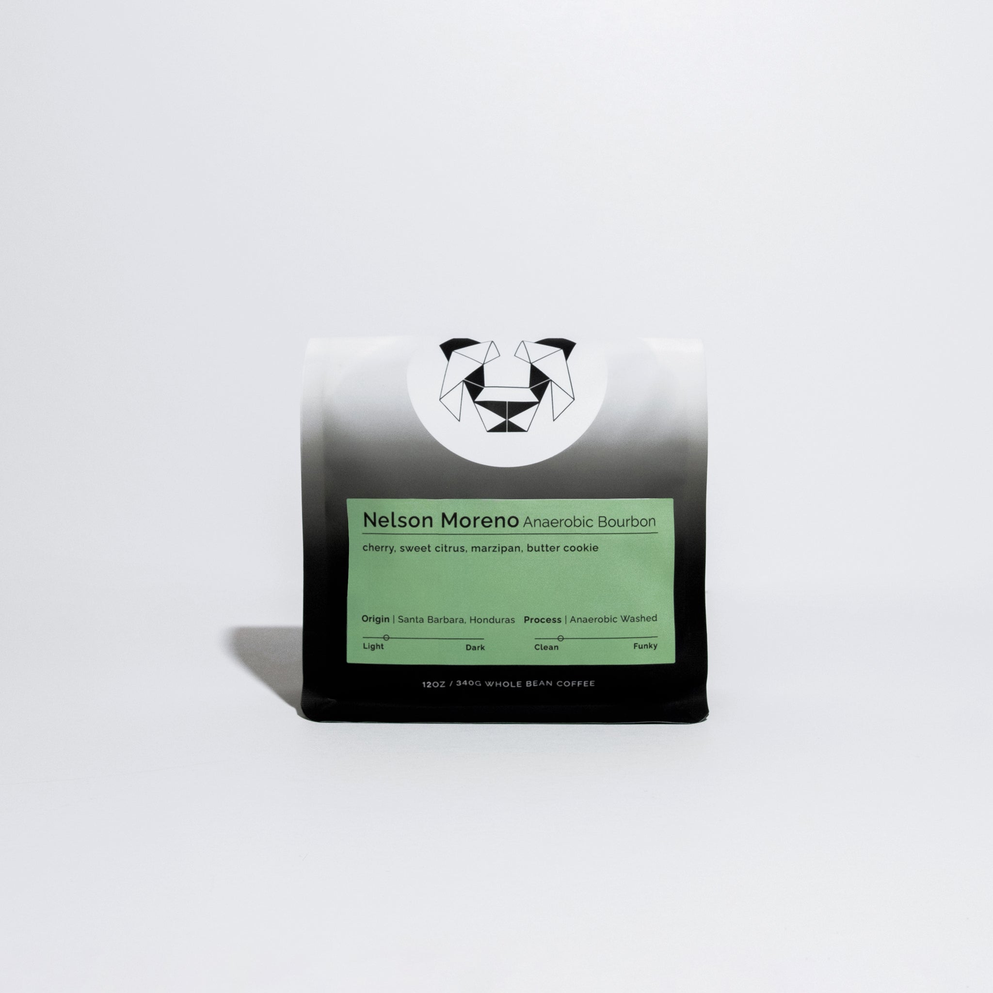 Bag of Nelson Moreno - Anaerobic Bourbon coffee in front of a white background